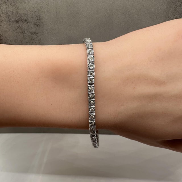 Diamond Tennis Bracelet in Sterling Silver – 1ctw, 7.75in, New For Sale - Image 4 of 4