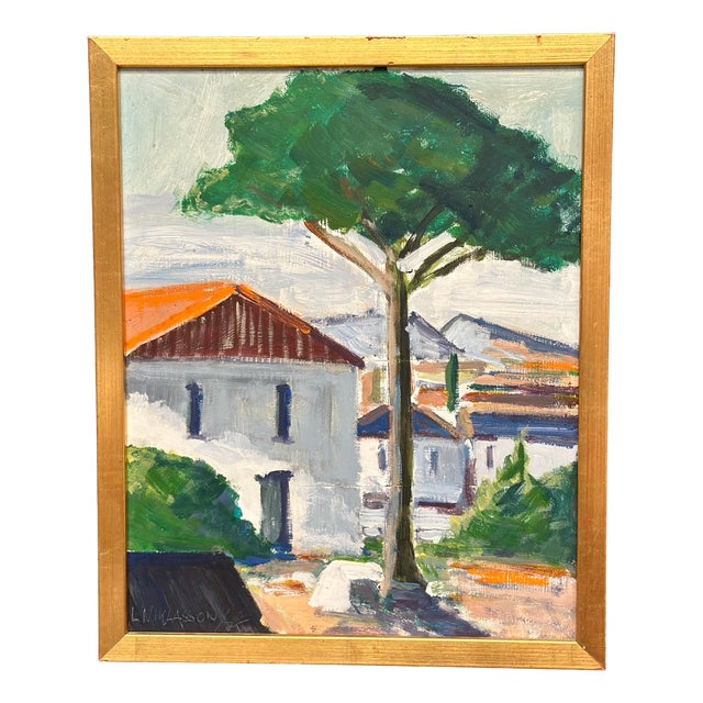 L. Niklasson, Tree by the House, 1975, Oil on Panel, Framed For Sale
