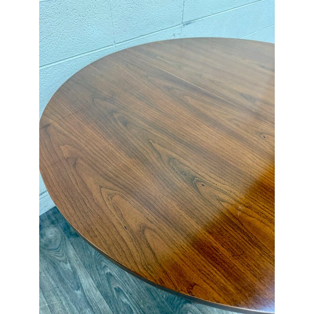 Wood Vintage Neoclassical Regency Revival Walnut Pedestal Dining Table For Sale - Image 7 of 17