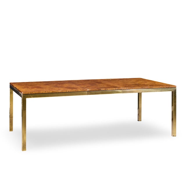Tomlinson Mid Century Burlwood and Brass Expanding Dining Table With 2 Leaves For Sale - Image 9 of 13