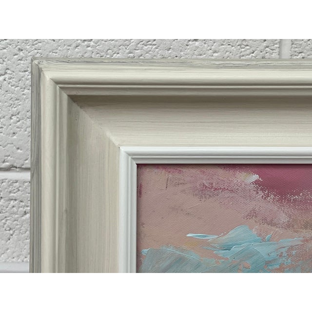 Contemporary Pink & Blue Abstract Impressionist Painting by Contemporary British Artist 2022 For Sale - Image 3 of 12