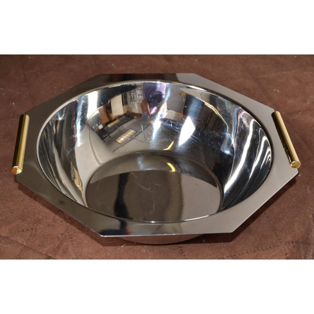 1990s Alessi Style Octagonal Stainless Steel Salat Bowl