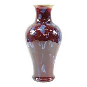 Antique Oxblood Red Chinese Porcelain Vase Signed Sang Dde Boeuf