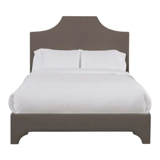 Kit Twin Bedframe, Mushroom Velvet For Sale