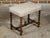 English Barley Twist English 19th Oak Stool with Cross Stretcher and Custom Upholstery For Sale - Image 3 of 11