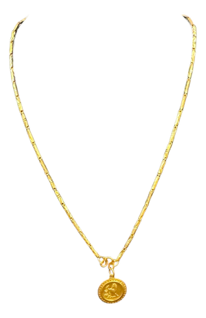 24 Karat Pure Gold Hand Made Yellow Gold Coin Necklace, 10.8 Gm, 18 Inch