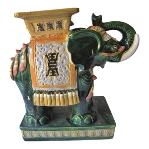 Large Glazed Terracota Elephant Garden Stool