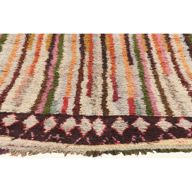 Berber Tribes of Morocco Vintage Azilal Boucherouite Moroccan Rug, 04'00 X 06'05 For Sale - Image 4 of 10