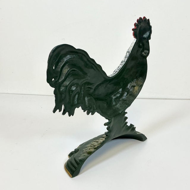 1950s Vintage Americana Arts & Crafts Cast Iron Rooster Doorstop For Sale - Image 10 of 12
