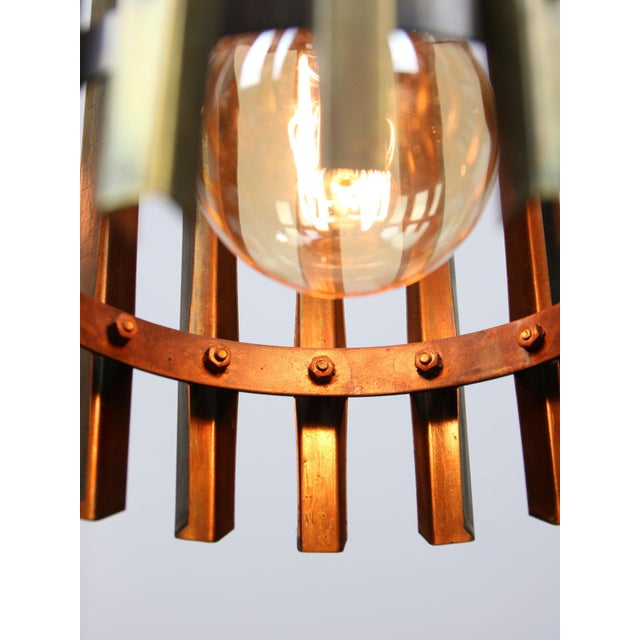 Vintage Italian Brass Cage Pendant Lamps, 1970s, Set of 2 For Sale - Image 10 of 15
