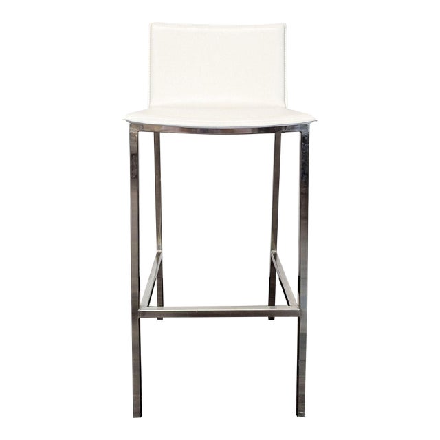Cb2 Faux Leather Bar Stool For Sale