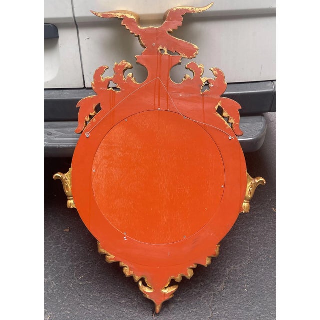 Mid 20th Century Mid-Century Italian Carved Eagle Giltwood Federal Style Mirror, Two Available For Sale - Image 5 of 11
