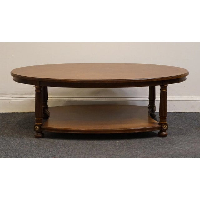 Neoclassical Heritage Furniture Banded Burled Walnut Italian Provincial 52" Oval Accent Coffee Table 18-503-69 For Sale - Image 3 of 11