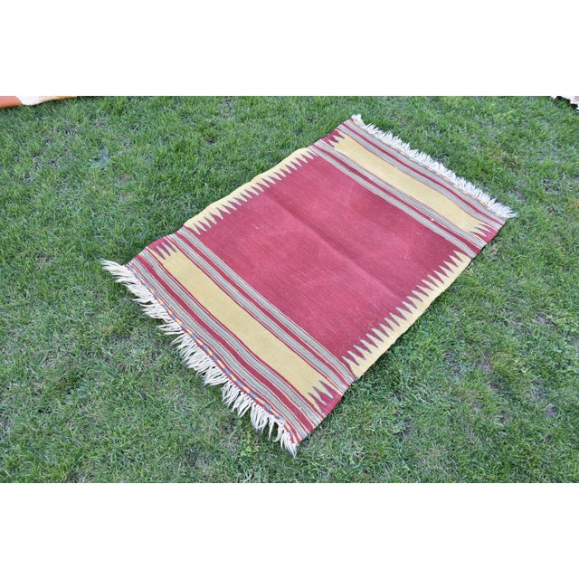 Size: 2.7 x 3.8 ft (82 x 116 cm) 32.2 x 45.6 inches Color: Red, Yellow Material: 100% Wool Fast Shipping: Delivery in 1-3...