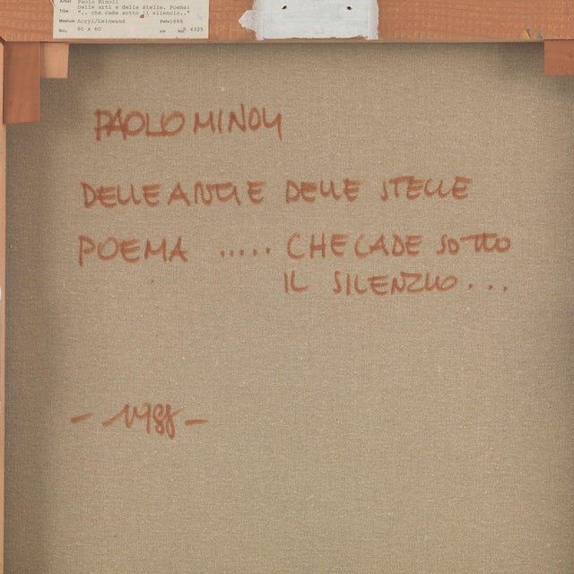 Blue Paolo Minoli, Poema\. Che cade sotto il silenzio, 1988, Acrylic on Canvas For Sale - Image 8 of 9
