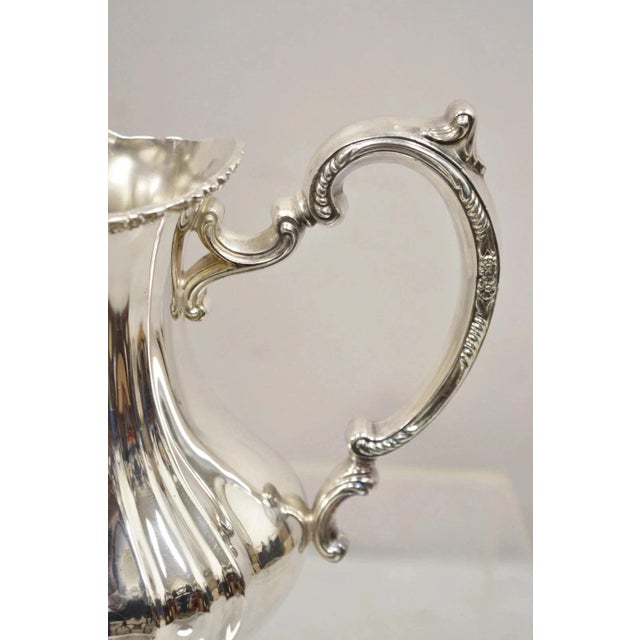 Victorian Vintage Lancaster Rose by Poole 401a Epca Silver Plated Water Pitcher For Sale - Image 3 of 11