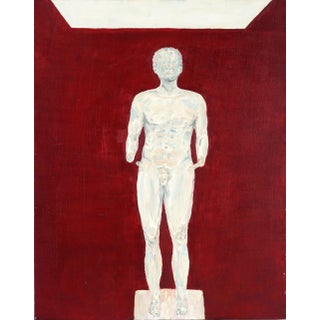"Empire #8" Contemporary Classical Roman Male Sculpture Figurative Study on Red Painting by Francis Tanseco For Sale