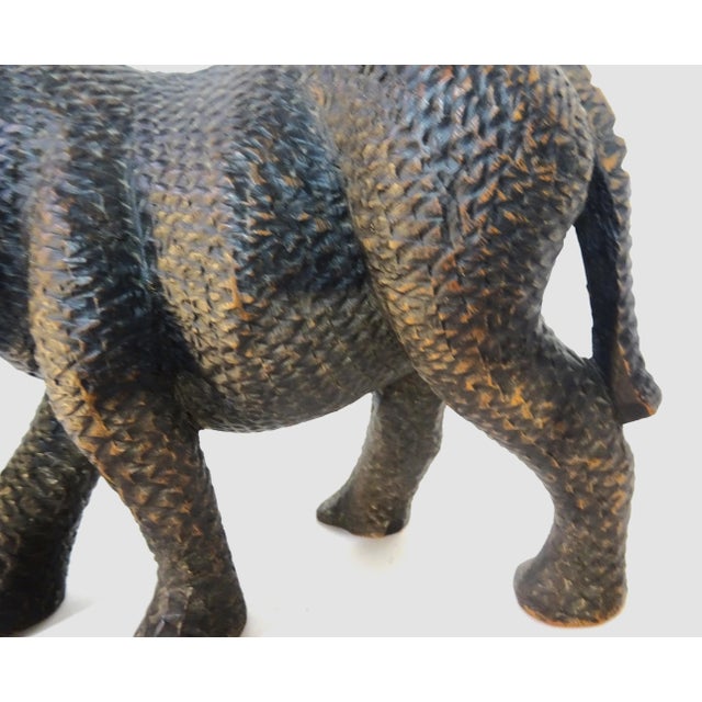 Mid 20th Century African Carved Wood Black Rhinoceros Sculpture For Sale - Image 12 of 13