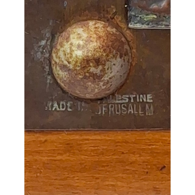 Antique Bezalel Jerusalem Copper Relief Plaque Western Wall Mandate Palestine C. 1920s Judaica For Sale - Image 12 of 16