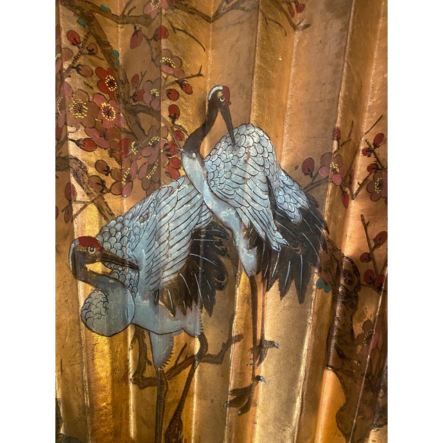 1970s Vintage Gold Oriental / Chinese Wall Fan Chairish