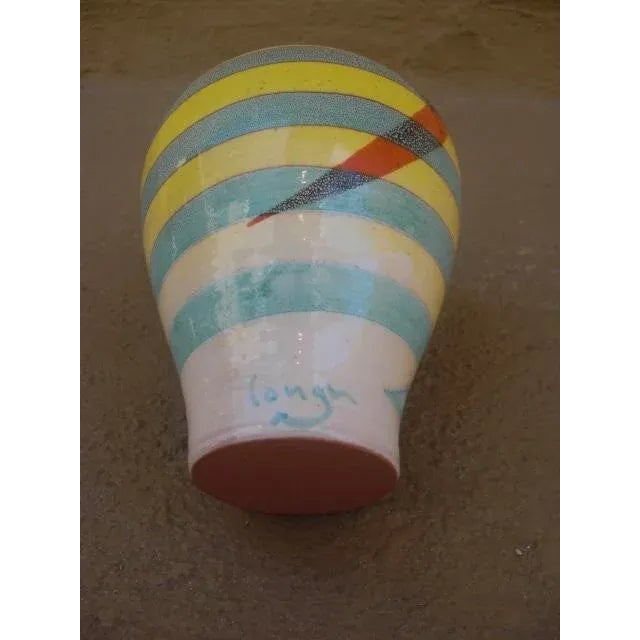 Vintage Painted Ceramic Vase For Sale In Los Angeles - Image 6 of 8