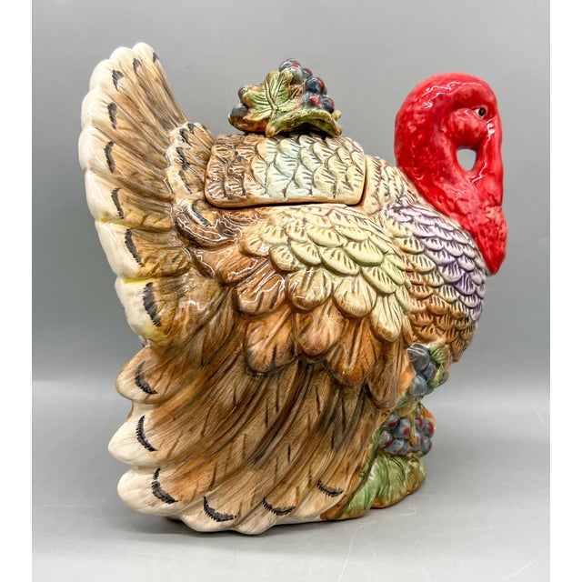 Vintage Ceramic Turkey Cookie Jar With Berry Detail – Thanksgiving / Fall / Country Cottage For Sale In Houston - Image 6 of 15