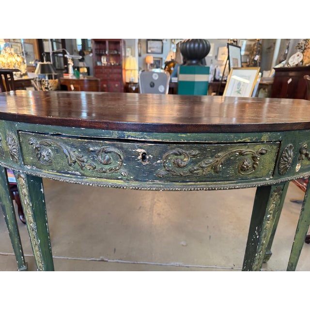 French Louis XVI Style Circa 1890s Console Table With Large Drawer and Key For Sale - Image 4 of 10