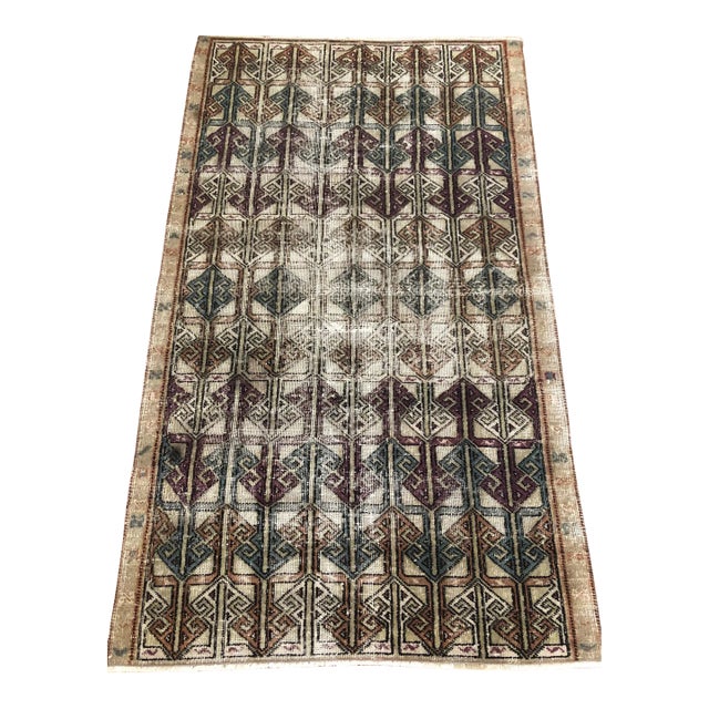 Vintage Rug | Chevron Motifs | Zeki Muren Design | 3'3" X 5'7" For Sale