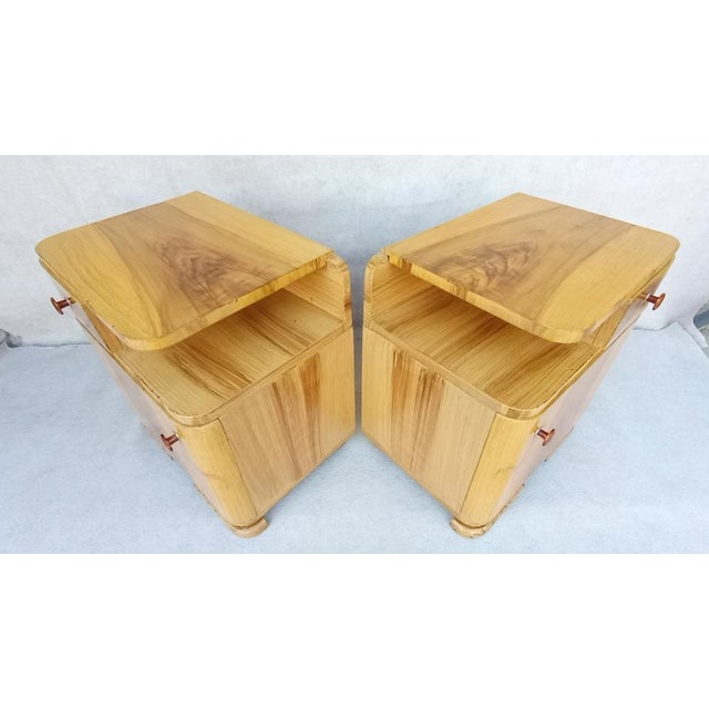Art Deco Bedside Tables by Jindřich Halabala for Up Závody, 1950s, Set of 2 For Sale - Image 9 of 18