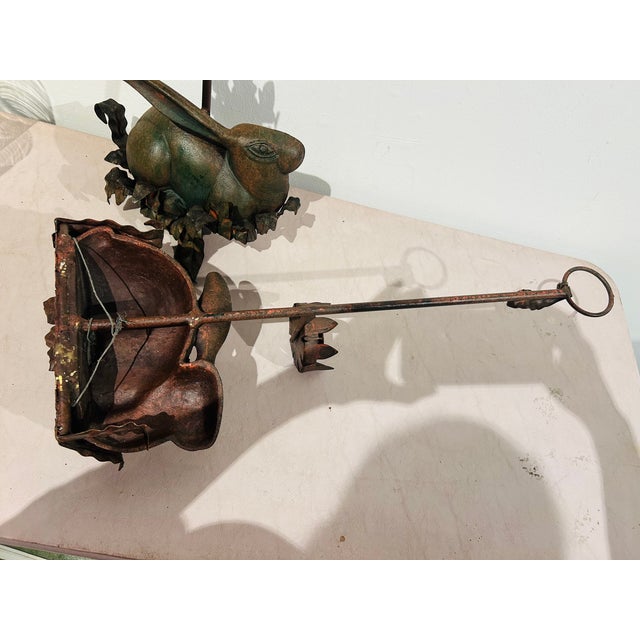 Pair of Vintage Cast Iron Rabbit Candlestick Sconces Large 25" Long For Sale - Image 11 of 14