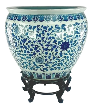 Ming Dynasty Style Blue White Giant Fish Bowl