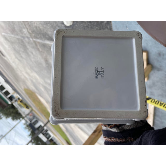 Celadon Vintage Italian Ceramic Artichoke Centerpiece in White Planter For Sale - Image 8 of 8