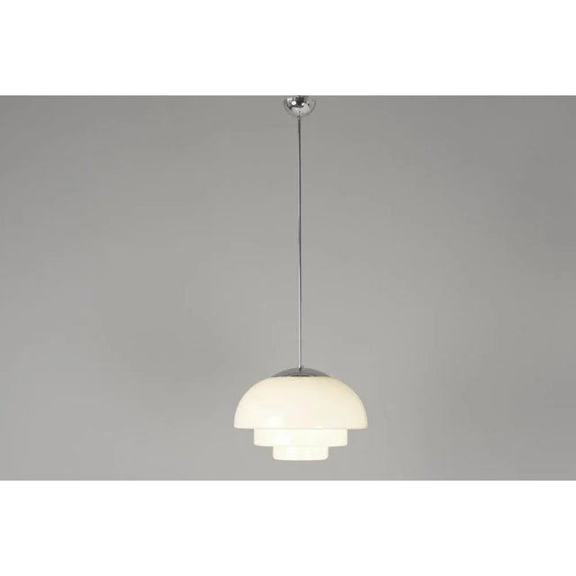 Opaque White Glass Ceiling Lamp, 1930s For Sale - Image 9 of 9