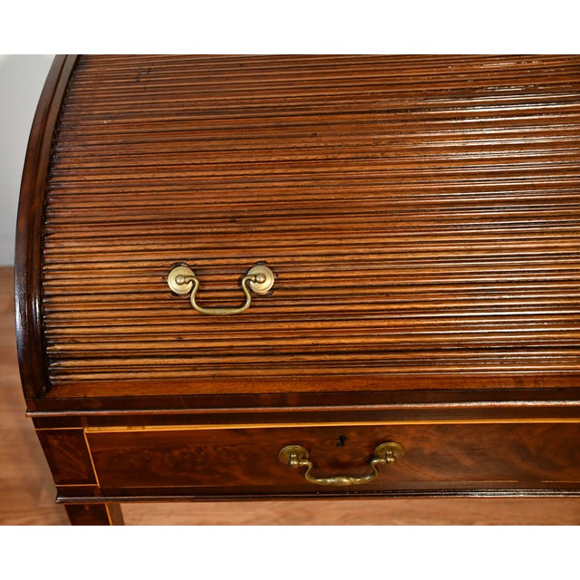 We are pleased to offer this gorgeous antique English Regency secretary writing desk, from the 1870s. This desk is made...
