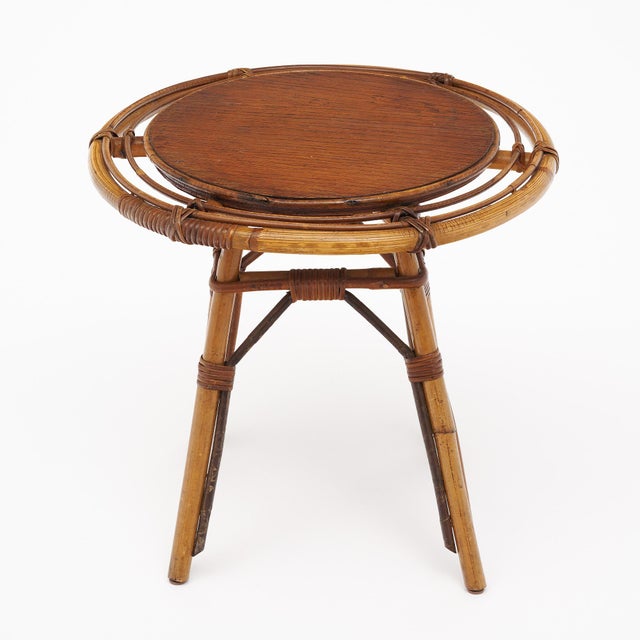1970s Vintage Bamboo Side Table by Bonaudi Vallauris For Sale - Image 5 of 9