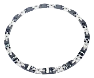 1990s Cartier Maillon Panthere White Gold Diamond Ceramic Link Necklace