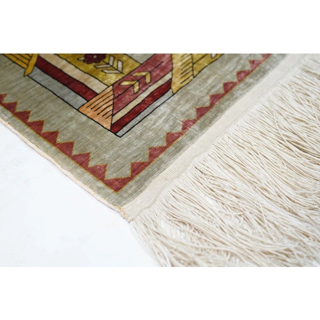 Textile Extremely Fine Antique Turkish Silk Hereke Rug 2'6'' X 3'5'' For Sale - Image 7 of 12