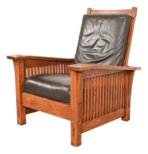Stickley Mission Oak Arts & Crafts Spindle Reclining Morris Lounge Chair