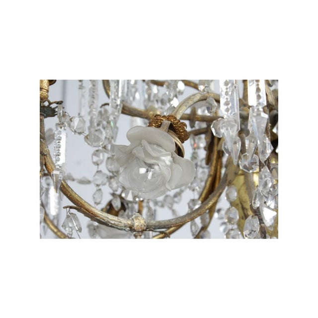 Louis XV Brass & Glass Chandelier, 1890s For Sale - Image 5 of 6