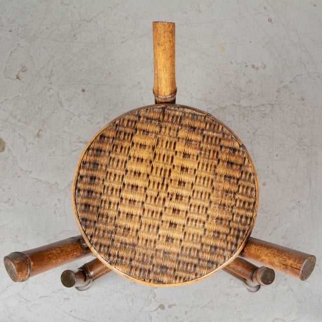 Mid Century French Bamboo & Rattan Plant Stand or Pedestal For Sale - Image 11 of 12