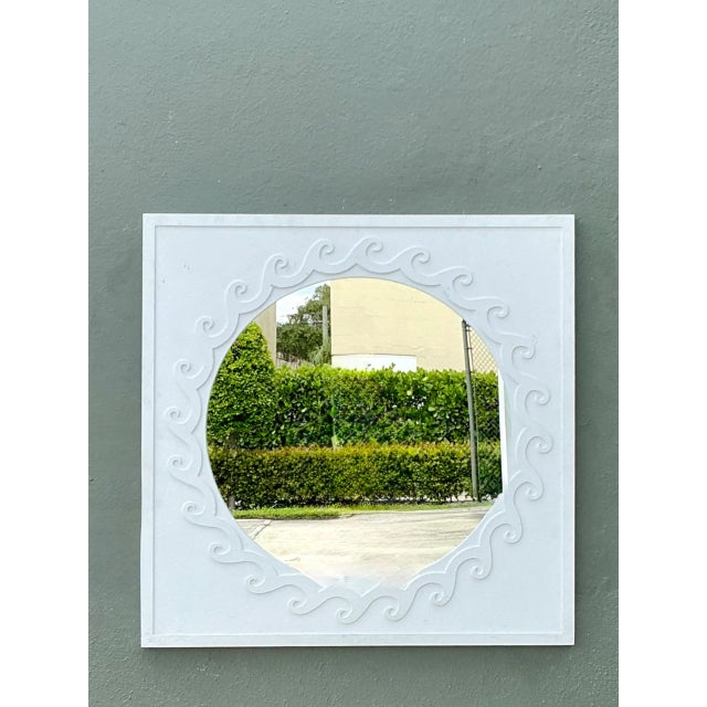 Metal Vintage Wave Design Aluminum Mirror For Sale - Image 7 of 14