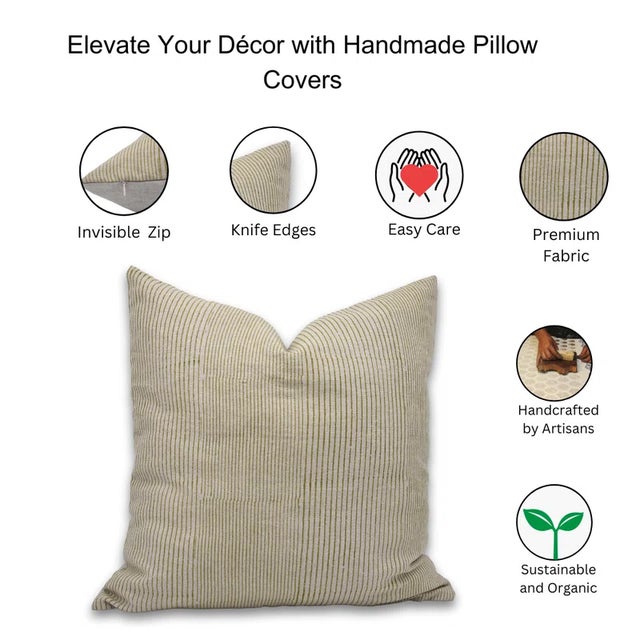 FabDivine Decorative Block Print Cushion Cover 14x20 Inch Thick Linen-Manpasand For Sale - Image 4 of 4