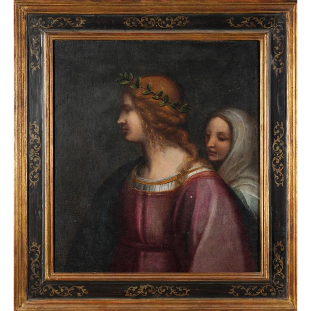 Florentine School, 17th Century, "Young Man with His Lady" Oil on canvas. 64 x 57 cm. with frame, 74cm x 67cm Good condition