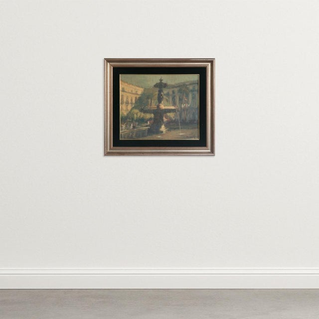 Plaça Reial (Royal Square), Barcelona, Oil on Canvas, 1950s, in Good conditions. Designed 1950 to 1959