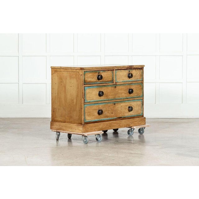 Circa 1810 English Regency Painted Pine Chest Drawers. W108 x D52 x H73 Weight 22 kg.