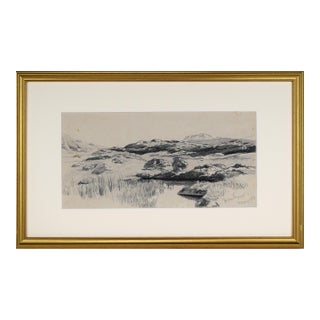19th C Norweigian Landscape Drawing by Dutch American Artist Henry Van Ingen 1863 For Sale