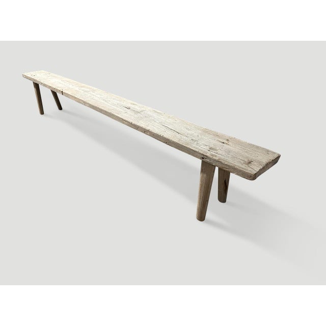 Andrianna Shamaris Impressive Long Teak Wood Bench For Sale In New York - Image 6 of 6