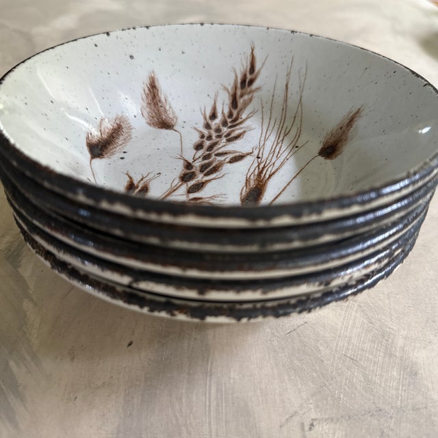 1970s Set of Five (5) Midwinter Stonehenge Wild Oats Bowls, Made in England, Wedgwood Group Stoneware For Sale - Image 9 of 12