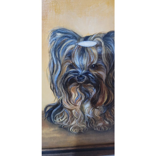 Vintage Dog Portrait Oil Painting, Yorkshire Terrier "Yorkie" Signed & Framed 1975 For Sale In Chicago - Image 6 of 10