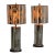 Ken Fulk Art Deco Inspired Antiqued Mirrored + Bronze-Tone Metal Table Lamps, Pair For Sale